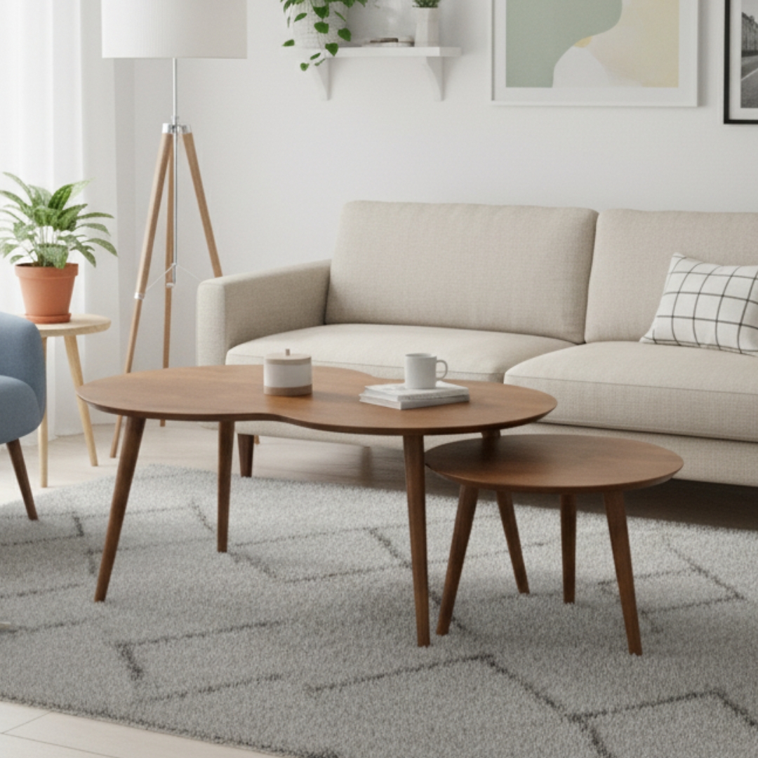 ROME NESTING (1) ROME Solid Wood Nest of Coffee Table-Walnut - Image 1