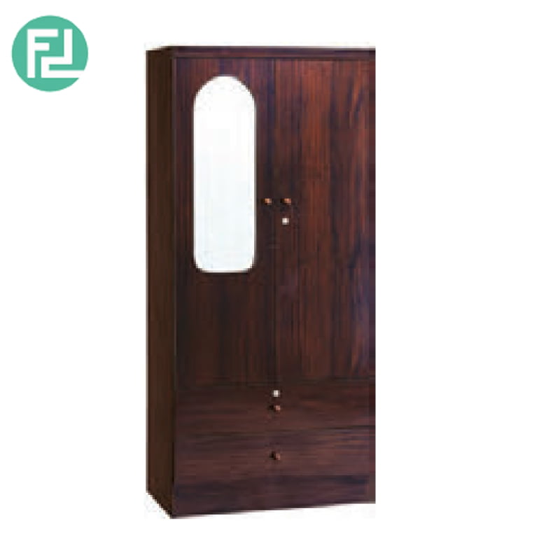 Larch 2 Door Wardrobe With Mirror 2 Drawers With Key Lock