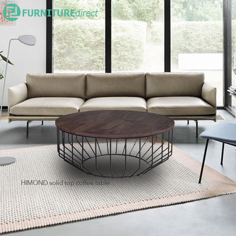 Himond Solid Wood Top Round Coffee, Solid Wood Top Round Coffee Table