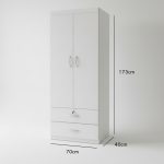 LIBERTY 2 Door 2 Drawer Wardrobe With Key Lock-Full white - Image 2