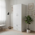 LIBERTY 2 Door 2 Drawer Wardrobe With Key Lock-Full white