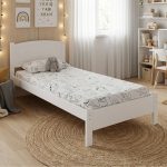 THOMAS Single Size Solid Wood Bed Frame-White - Image 2