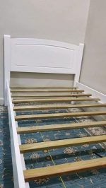 THOMAS Single Size Solid Wood Bed Frame-White - Image 4