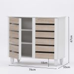 ENYA 2 Door Shoe Cabinet-Oak+White - Image 3