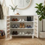 ENYA 2 Door Shoe Cabinet-Oak+White - Image 2