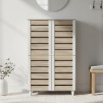 ENYA 4 Door Shoe Cabinet-Oak+White - Image 2