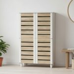ENYA 4 Door Shoe Cabinet-Oak+White