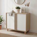 OLIVER 2 Door Shoe Cabinet-Oak+White
