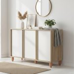 OLIVER 3 Door Shoe Cabinet-Oak+White
