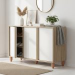 OLIVER 3 Door Shoe Cabinet-Oak+White - Image 2