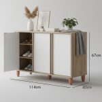 OLIVER 3 Door Shoe Cabinet-Oak+White - Image 3