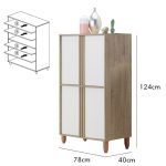 OLIVER 4 Door Shoe Cabinet-Oak+White - Image 3