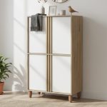 OLIVER 4 Door Shoe Cabinet-Oak+White