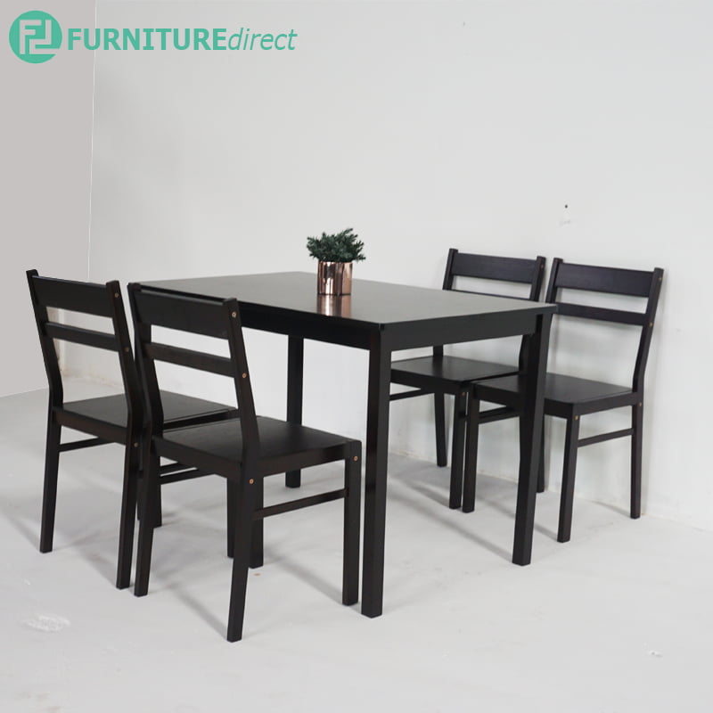 Clearance Hira 4 Seater Solid Wood Dining Set Black Furnituredirect Com My