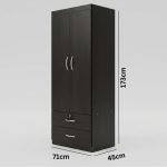 LIBERTY 2 Door 2 Drawer Wardrobe With Key Lock-Wenge - Image 3