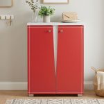 [CLEARANCE] NABILA 2 Door Shoe Rack Cabinet-Red