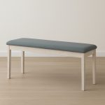 FENDI Solid Wood Bench Chair With Cushion Seat-Natural White - Image 4