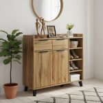 FLEXI 100cm 2 Door 2 Drawer Shoe Cabinet-Wotan Oak - Image 2
