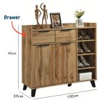 FLEXI 100cm 2 Door 2 Drawer Shoe Cabinet-Wotan Oak - Image 4