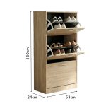 PHILIP Space Saver 3 Door Shoe Cabinet-Oak - Image 3