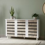 ENYA 3 Door Shoe Cabinet-Oak+White