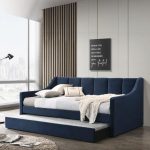 ROISE Daybed With Trundle Pull Out-Blue Velvet - Image 6