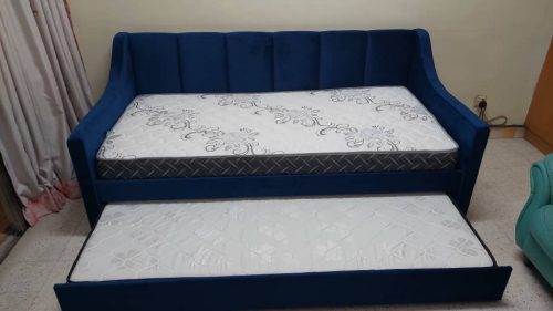 ROISE Daybed With Trundle Pull Out-Blue Velvet photo review