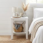 ELINA Solid Wood Bedside Table-White