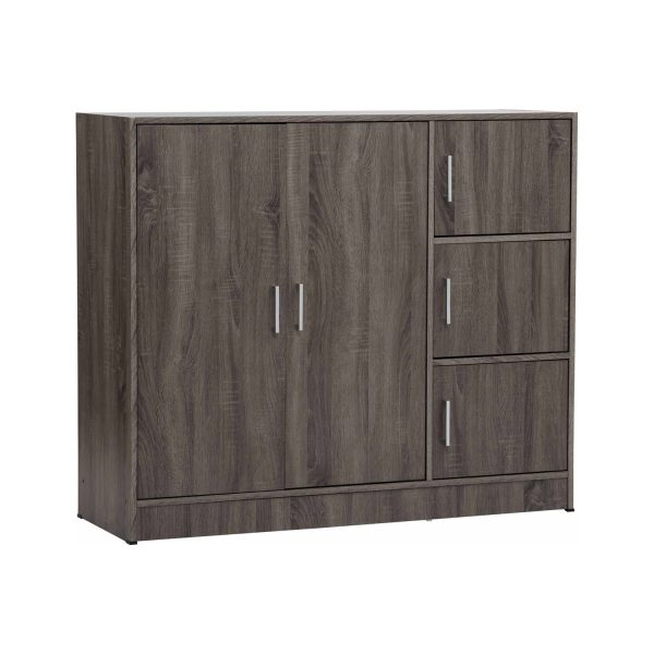 OXFORD 5 Doors Children Low Wardrobe-Sonoma Dark