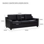 BALENO 3 Seater PU Sofa-Espresso - Image 6