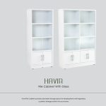 HAVIR 6 Compartments File Cabinet With Glass Door-White - Image 3