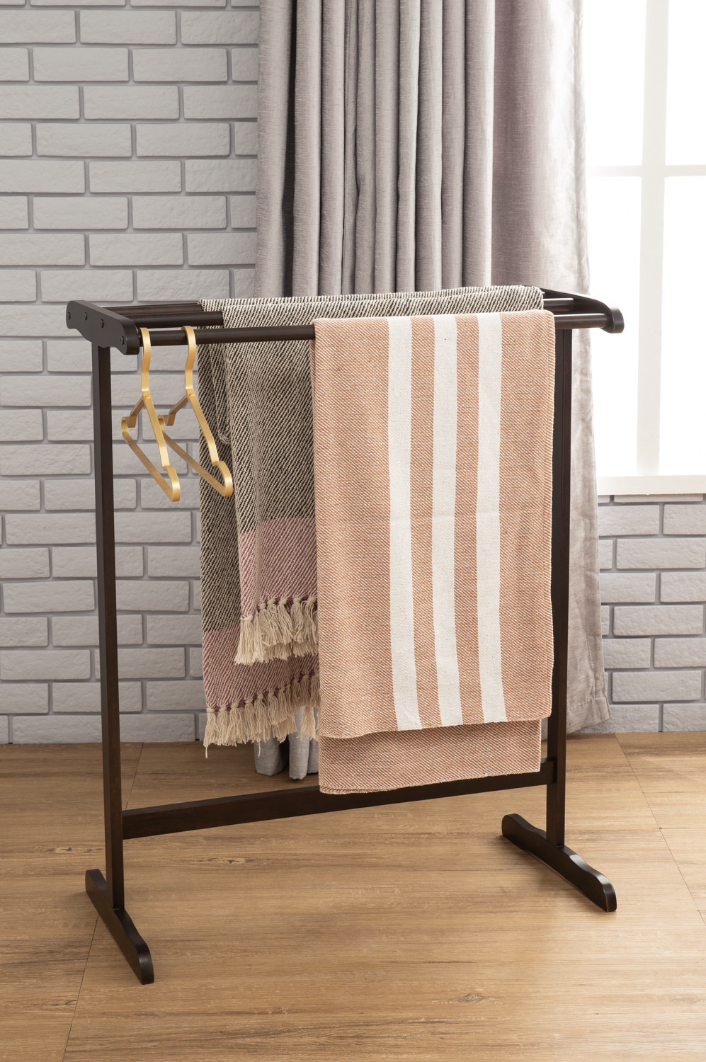 Grey wooden towel rail hotsell