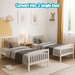 DEBORAH Solid Wood Double Decker Bunk Bed-White - Image 3