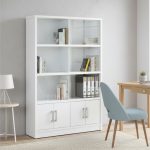 HAVIR 6 Compartments File Cabinet With Glass Door-White