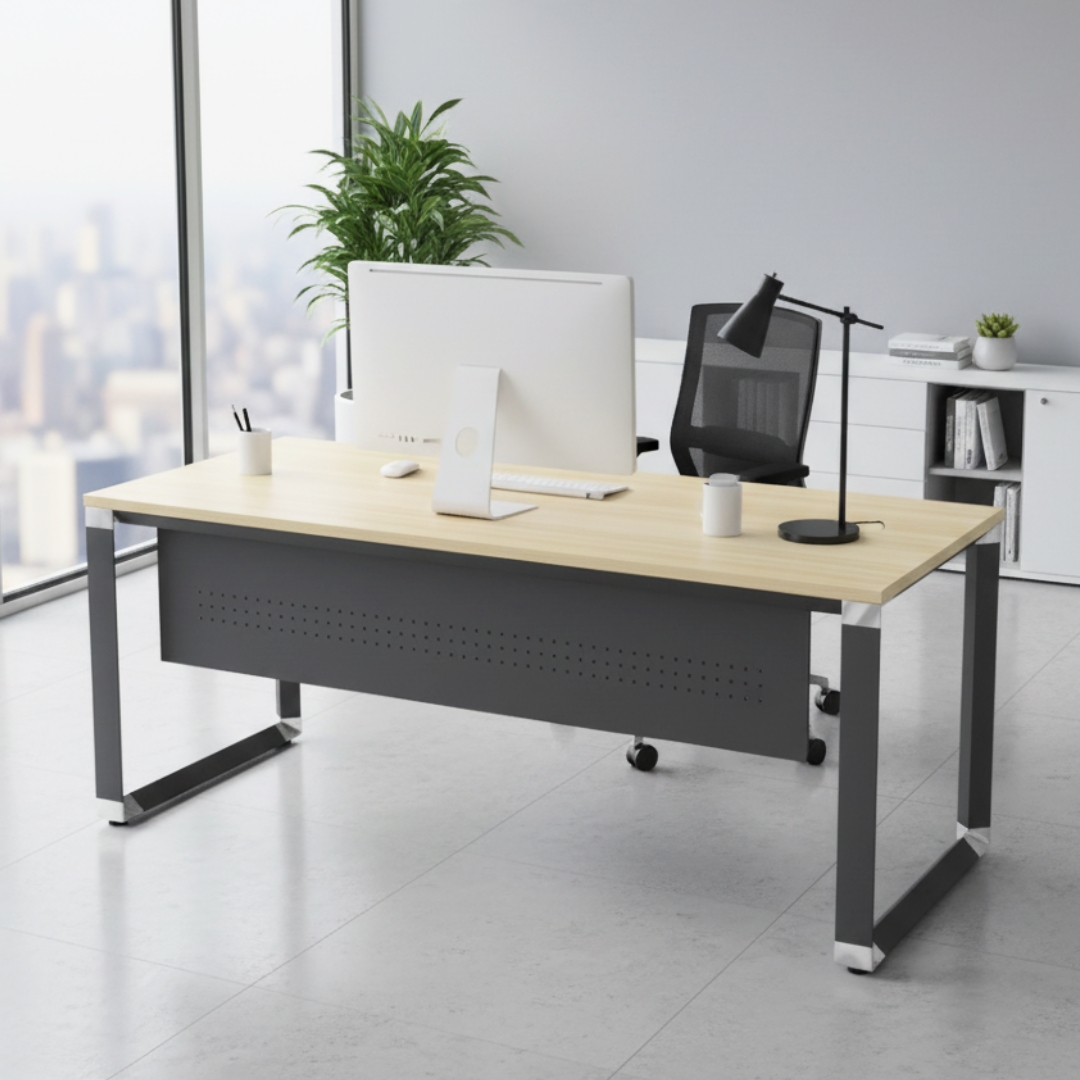 OMB 180-A (1) OMB180A 6 Feet (180cm) Melamine Executive Table With Metal Front Panel - Image 1