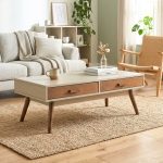 BAILEY 120cm 2 Drawers Coffee Table-Taupe Grey