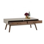 BAILEY 120cm 2 Drawers Coffee Table-Taupe Grey - Image 6