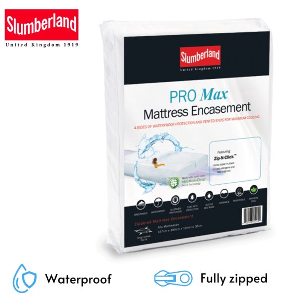 Slumberland Waterproof PRO Max Zippered Mattress Encasement Protector-4 Sizes
