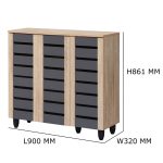 TORI 3 Door Shoe Cabinet-Oak+Grey - Image 3