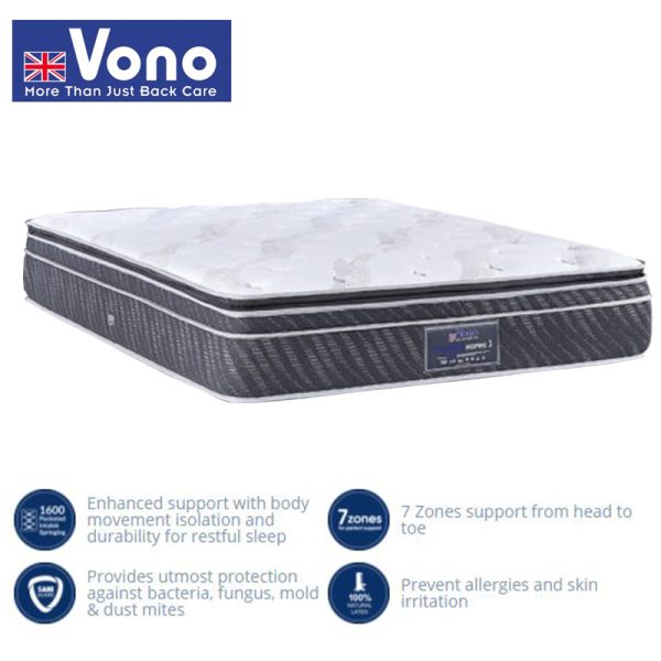 Vono INSPIRE 3 Eurotop 13.5″ Pocketed Interlock Spring Mattress