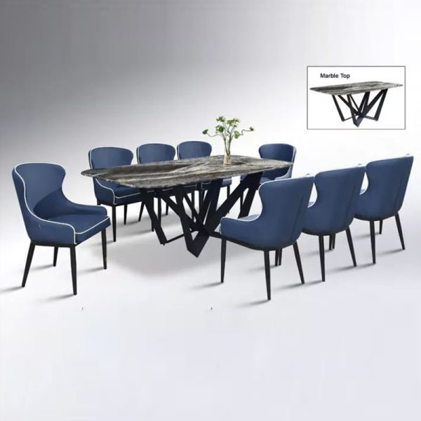 WLS 8 Seater Artificial Marble Top Dining Set