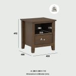 LANDE Solid Wood Bedside Table-Cocoa - Image 9