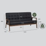 HIACE 3 Seater PU Sofa-Black - Image 5