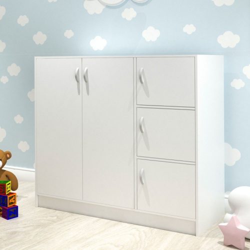 BARRY 4 Door Children Wardrobe With Key Lock-White photo review