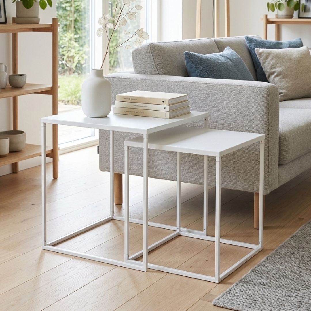 130025 DANIEL DANIEL Nesting Table-White - Image 1