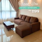 KIYOMI 4 Seater L Shaped Sofa-Brown - Image 5