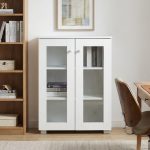AWANA 2 Glass Door Storage Cabinet-White
