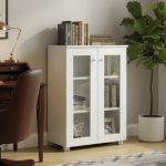 AWANA 2 Glass Door Storage Cabinet-White - Image 2