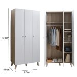 CHELSEA 3 Door Wardrobe-Oak+White - Image 8