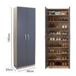 ESCOT 6 Feet Tall Shoe Cabinet With Adjustable Shelves-Grey - Image 3